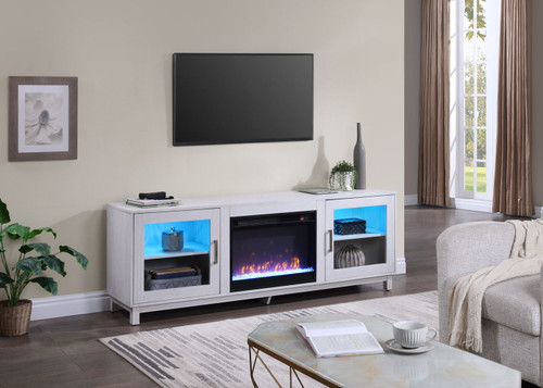 Summit - TV Stand Console With Fireplace - White Walnut Finish