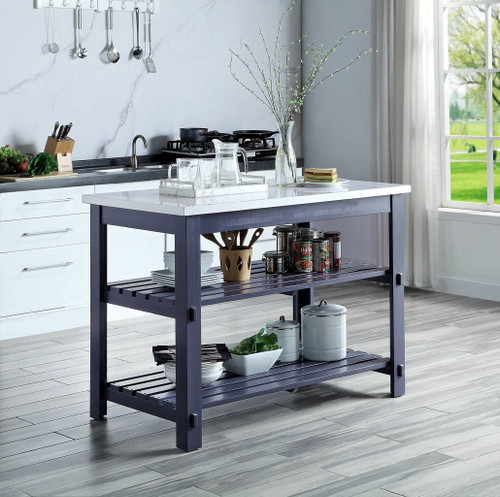 Enapay - Marble Top Top Kitchen Island - Gray Enapay - Marble Top Top Kitchen Island - Gray