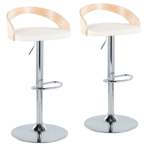 Grotto - Mid Century Modern Adjustable Height Barstool & Swivel With Oval Footrest (Set of 2) Grotto - Mid Century Modern Adjustable Height Barstool & Swivel With Oval Footrest (Set of 2)