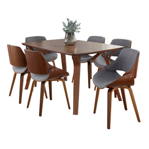 Folia Fabrizzi - 7 Piece Mid Century Modern Dining Set Folia Fabrizzi - 7 Piece Mid Century Modern Dining Set