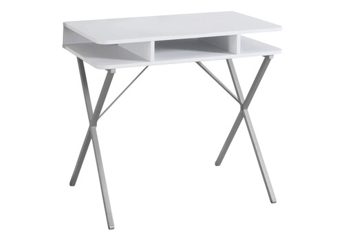 Computer Desk For Home Office, Laptop, Storage Shelves, Modern Convenient Design - White Computer Desk For Home Office, Laptop, Storage Shelves, Modern Convenient Design - White