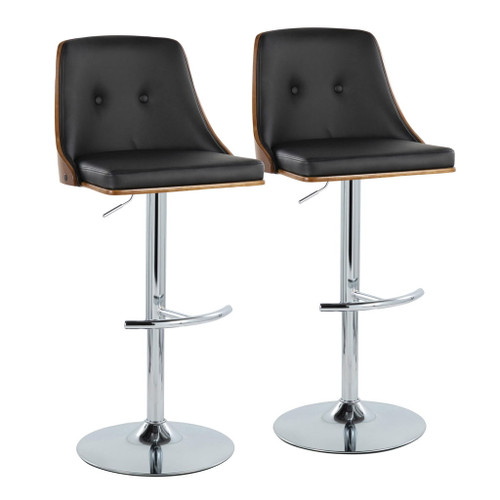 Gianna - Mid Century Modern Adjustable Barstool With Swivel With Rounded T Footrest (Set of 2) Gianna - Mid Century Modern Adjustable Barstool With Swivel With Rounded T Footrest (Set of 2)