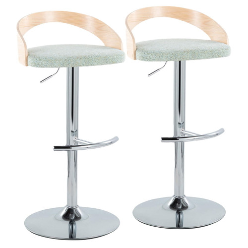 Grotto - Contemporary Adjustable Barstool, Swivel With Rounded T Footrest (Set of 2) Grotto - Contemporary Adjustable Barstool, Swivel With Rounded T Footrest (Set of 2)
