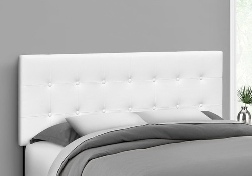 Queen Size Headboard Only Upholstered Leather Look - White Queen Size Headboard Only Upholstered Leather Look - White