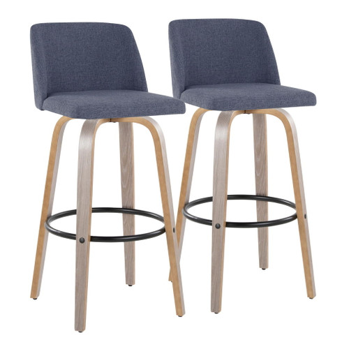 Toriano - Fixed Height Contemporary Barstool With Swivel With Round Footrest (Set of 2) Toriano - Fixed Height Contemporary Barstool With Swivel With Round Footrest (Set of 2)