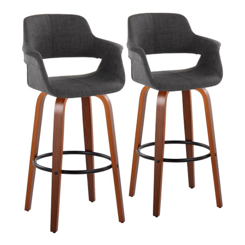 Vintage Flair - Mid Century Modern Fixed Height Barstool With Swivel With Round Footrest (Set of 2) Vintage Flair - Mid Century Modern Fixed Height Barstool With Swivel With Round Footrest (Set of 2)