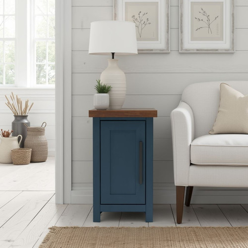Nantucket - Chairside Table - Blue Denim, Whiskey Nantucket - Chairside Table - Blue Denim, Whiskey