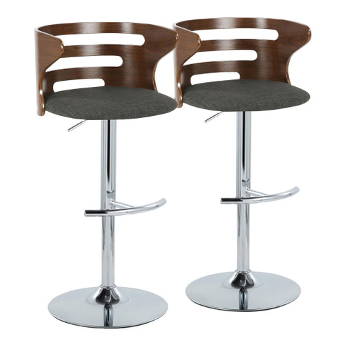 Cosi - Mid Century Modern Adjustable Barstool With Swivel & Rounded T Footrest (Set of 2) Cosi - Mid Century Modern Adjustable Barstool With Swivel & Rounded T Footrest (Set of 2)