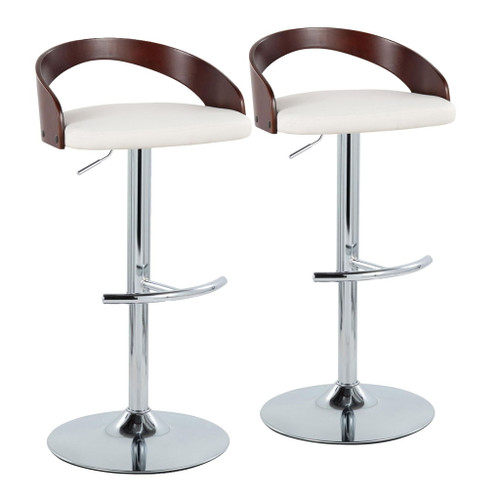 Grotto - Contemporary Adjustable Barstool & Swivel With Rounded T Footrest (Set of 2) Grotto - Contemporary Adjustable Barstool & Swivel With Rounded T Footrest (Set of 2)