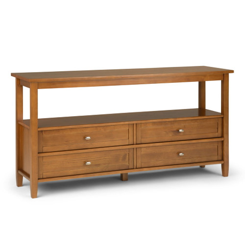 Warm Shaker - Wide Console Sofa Table - Light Golden Brown Warm Shaker - Wide Console Sofa Table - Light Golden Brown