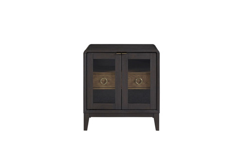 Glass Door Nightstand - Black