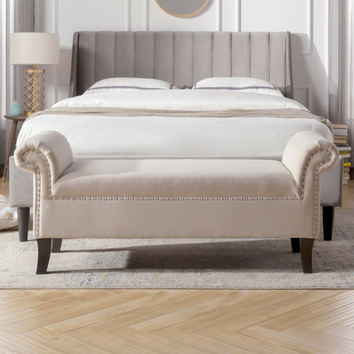 Kathy - Roll Arm Entryway Accent Bench - Sky Neutral Beige Kathy - Roll Arm Entryway Accent Bench - Sky Neutral Beige