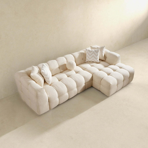 Alana - Tufted Right Sectional Sofa - Ivory