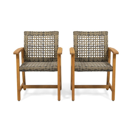 Outdoor Dining Chair Acacia Wood Frame (Set of 2)