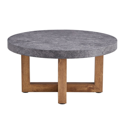 Modern Retro Texture Round Coffee Table With Crossed Legs - Gray