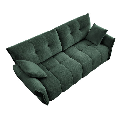 Premium 2 Seater Sofa Ergonomic Design With High Resilience Foam Cushions, Modern Fabric Upholstery - Green