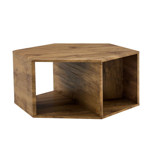 Hexagonal Coffee Table With Characteristic Pattern Stickers And Multi-Hole Design For Extra Storage
