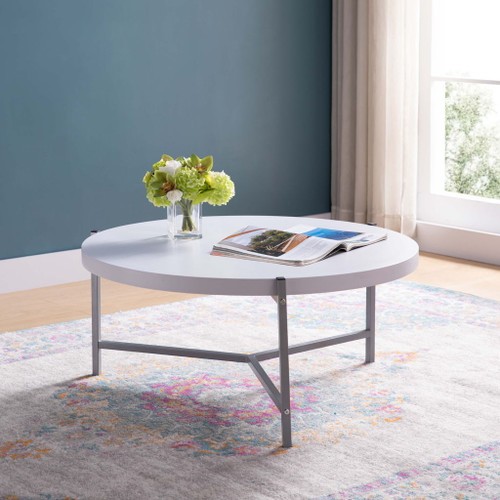 Round Coffee Table With White Metal Legs Round Coffee Table With White Metal Legs