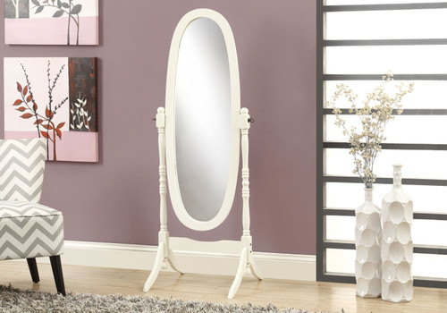 Standing Floor Mirror Full Length Oval Dressing For Bedroom - White Standing Floor Mirror Full Length Oval Dressing For Bedroom - White