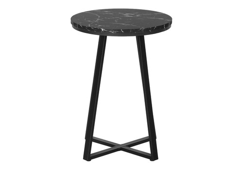 Accent Table, Side, Round Marble Look Contemporary & Modern - Black