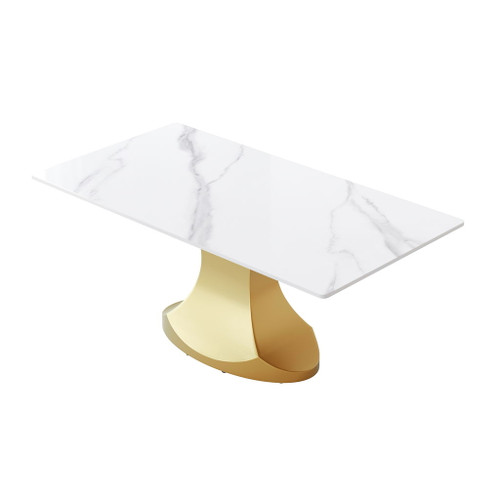 Modern Artificial Stone Panel Stainless Steel Curved Legs, Can Accommodate 6 - 8 People