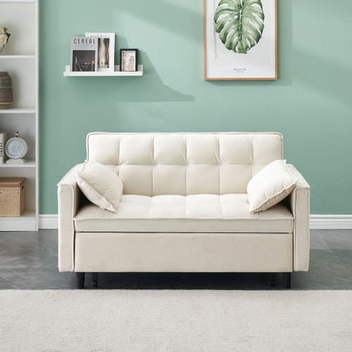 Modern Velvet Sofa, Sofa Pull-Out Bed, Small Love Seat Casual Sofa With Back, With Pillow, Pockets, Living Room Furniture, 3 In 1 Convertible Sleep Sofa Bed Modern Velvet Sofa, Sofa Pull-Out Bed, Small Love Seat Casual Sofa With Back, With Pillow, Pockets, Living Room Furniture, 3 In 1 Convertible Sleep Sofa Bed