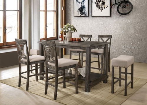 Martha II - 7 Pieces Counter Height Dining Room Set - Gray Martha II - 7 Pieces Counter Height Dining Room Set - Gray