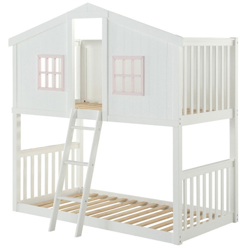 Rohan - Twin / Twin Bunk Bed - Pink / White Rohan - Twin / Twin Bunk Bed - Pink / White