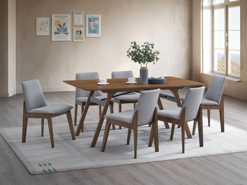Kaela - 7 Pieces Dining Room Set - Walnut / Light Gray Kaela - 7 Pieces Dining Room Set - Walnut / Light Gray