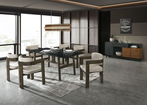 Destin - 8 Pieces Dining Room Set - Ceramic Walnut / Light Gray Destin - 8 Pieces Dining Room Set - Ceramic Walnut / Light Gray