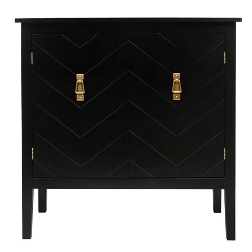 Vintage Style 2 Door Wooden Sideboard Cabinet For Living Room, Dining Room, Or Office - Black Wood