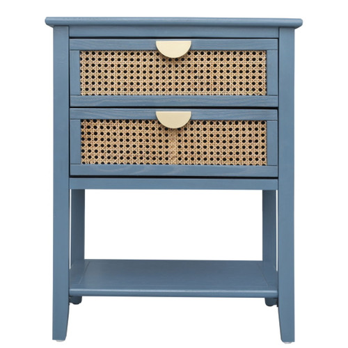 2 Drawer Side Table, Natural Rattan