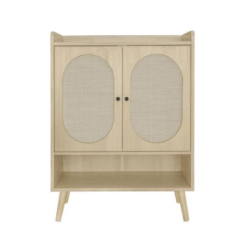 2 Door Shoe Rack, Freestanding, Modern Shoe Storage Cabinet, For Entryway - Natural