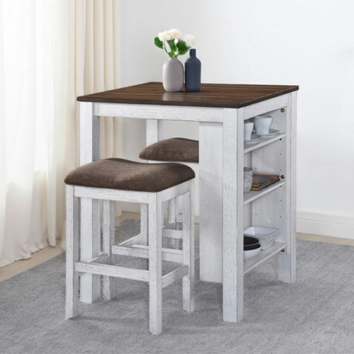 3 Pieces Counter Set Storage Space For Small Space Modern Farmhouse Design Retro Design Easy To Assembly - Antique Dark Oak / Antique White 3 Pieces Counter Set Storage Space For Small Space Modern Farmhouse Design Retro Design Easy To Assembly - Antique Dark Oak / Antique White