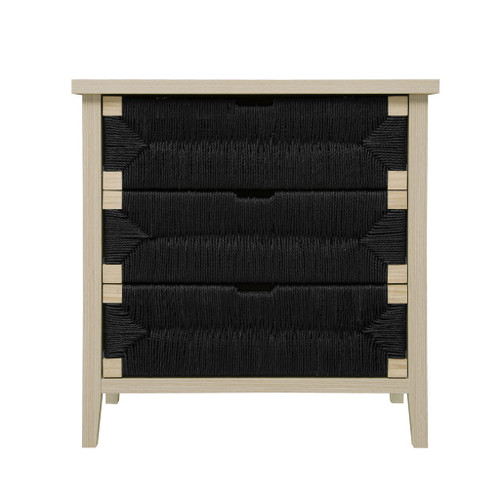 3 Drawer Buffet Sideboard With Adjustable Shelves, Storage Cabinet With Natural Seaweed Decor Doors For Living Room Kitchen Entryway - Natural