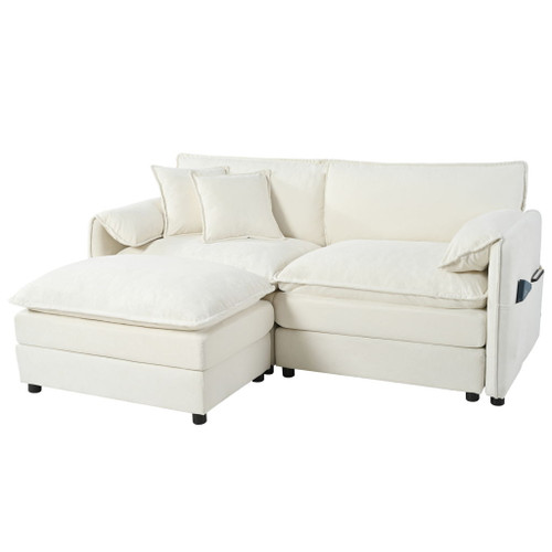 Modern Comfy Deep Seat Modular Sectional Sofa Cloud Couch With Ottoman