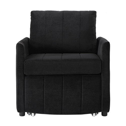 Upholstered Convertible Sleeper Sofa With 5 Position Backrest, Side Pockets, Storage