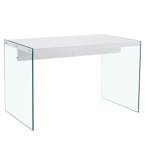Elegant And Clear Tempered Glass Coffee Table With Storage - White