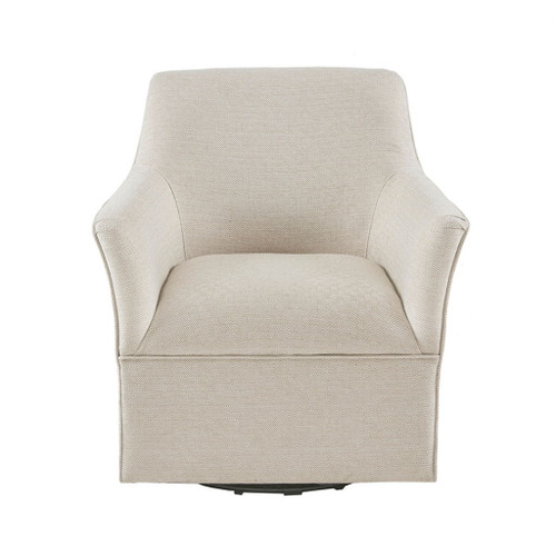 Swivel Glider Chair With 360 Degree Rotation Upholstery Solid Wood Frame - Cream