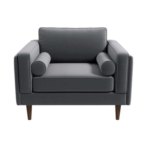 Amber - Velvet Lounge Chair - Brown / Gray