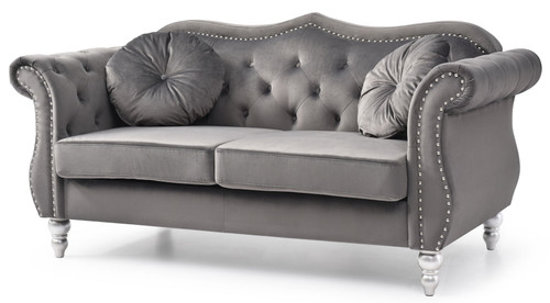Cozy Transitional Flared Arm Loveseat - Dark Gray