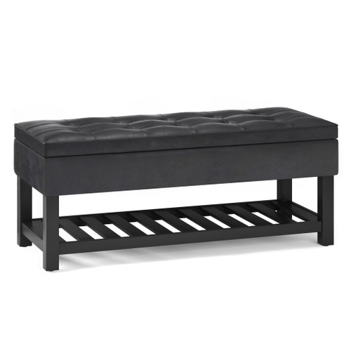 Cosmopolitan - Storage Ottoman Bench With Open Bottom - Distressed Black