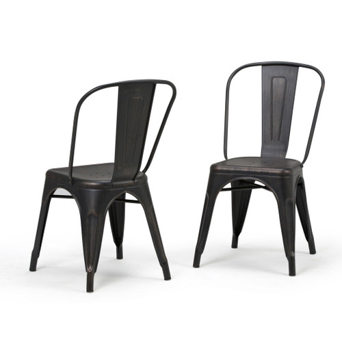 Fletcher - Dining Side Chair (Set of 2) - Distressed Black / Copper