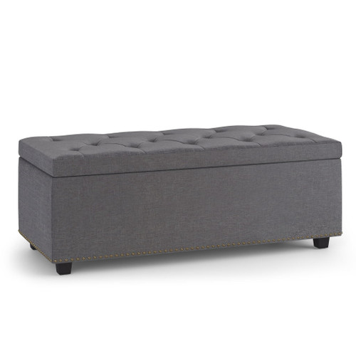 Hamilton - Lift Top Rectangular Storage Ottoman - Slate Gray