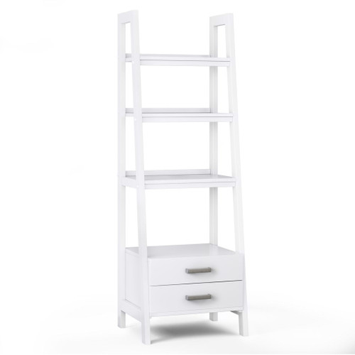 Sawhorse - Ladder Shelf With Storage - White