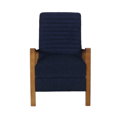 Wood Hand Manual Club Recliner - Navy Blue