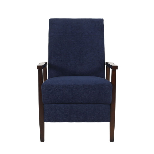 Wide Wood Hand Manual Club Recliner - Navy Blue
