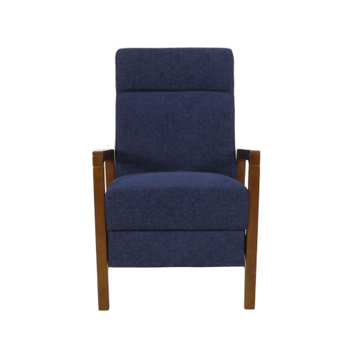 Wide Push Back Manual Club Recliner - Navy Blue