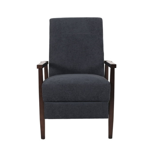 Wide Wood Hand Manual Club Recliner - Charcoal