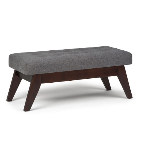 Draper - Mid Century Tufted Ottoman Bench - Slate Gray